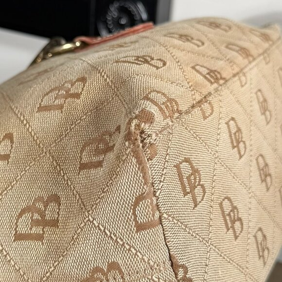 Dooney & Bourke Monogram Shoulder Bag — Vintage Tan Canvas & Leather - Picture 9 of 16